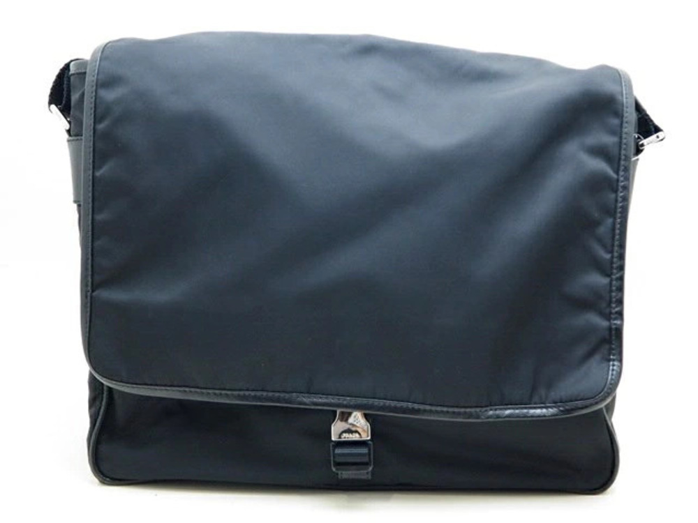 Prada Tessuto Saffiano Shoulder Bag Calfskin Black